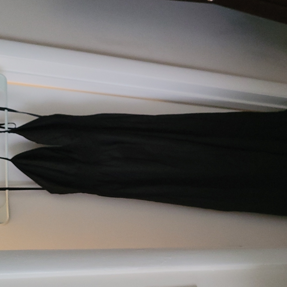 Woman's XL black ankle leather halter dress